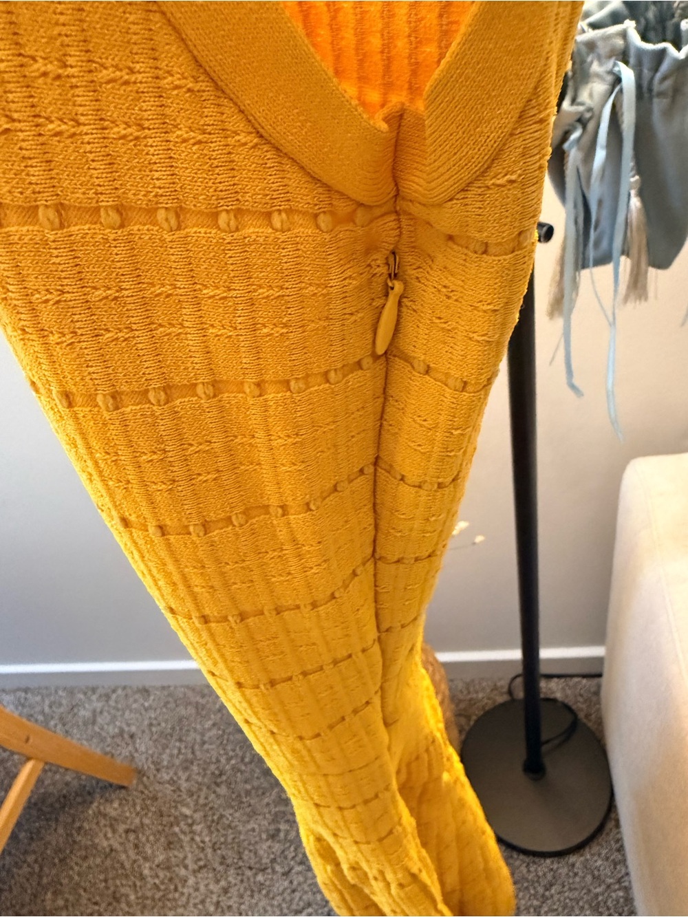 Michael Kors Mustard One-Shoulder Textured Midi Dress - Picture 5 of 5